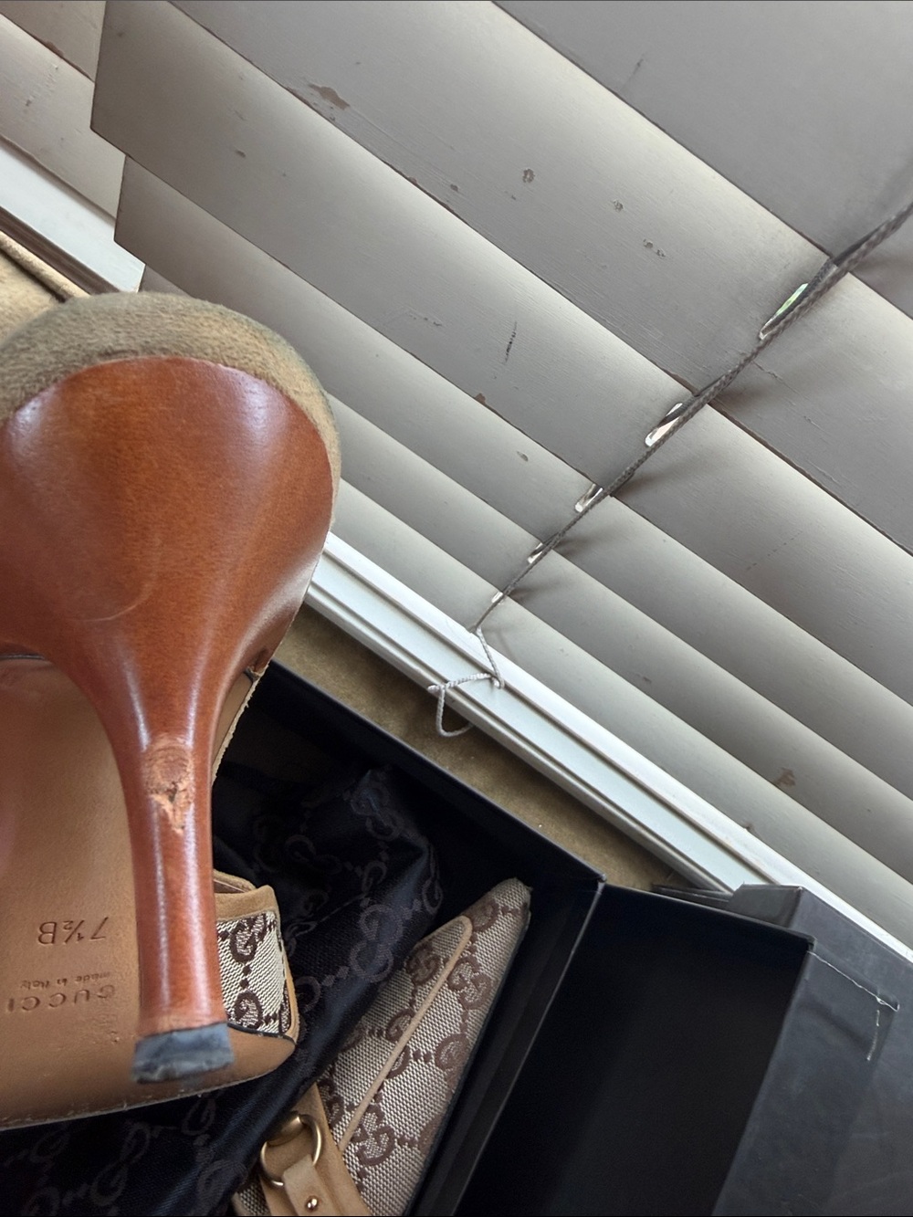 Gucci Brown Beige GG Canvas Horsebit Pointed Mules 7.5 - Picture 7 of 7